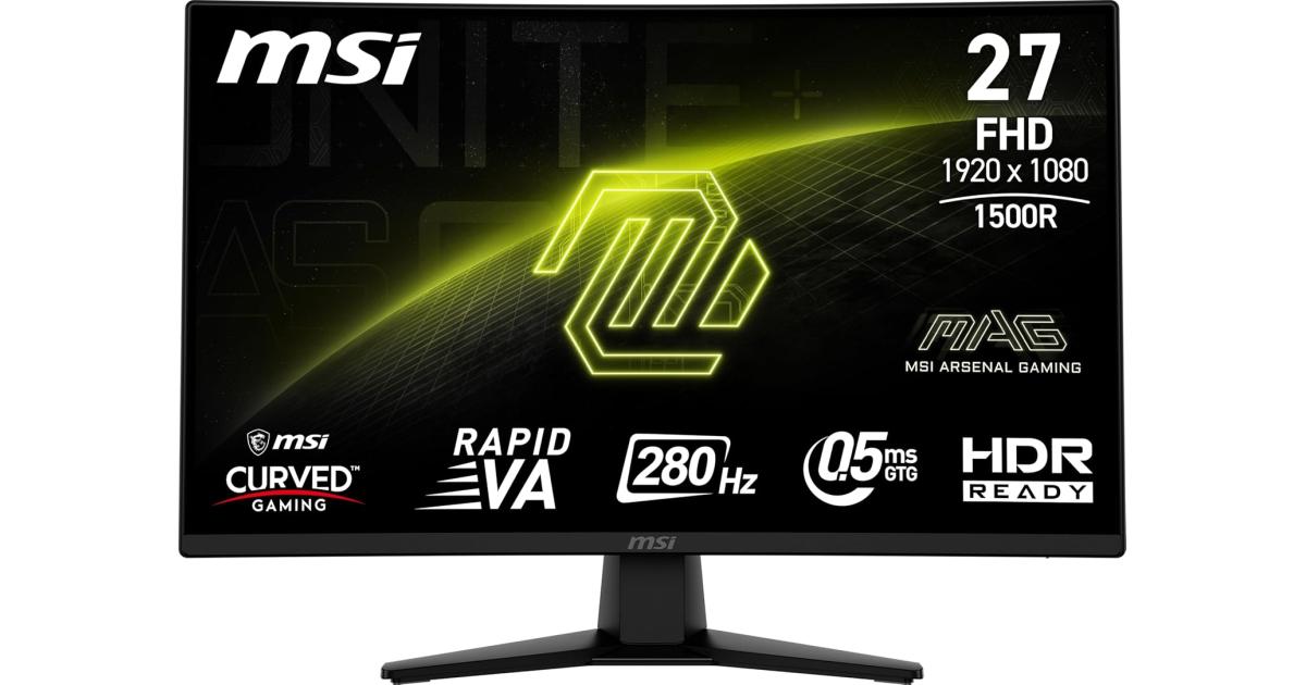 MSI MAG 274CXF 27" Curved 1500R 280Hz 0.5ms HDR Ready 102% sRGB 1.07 Billion Color Adaptive-Sync Support 120Hz For PS5 & XBox