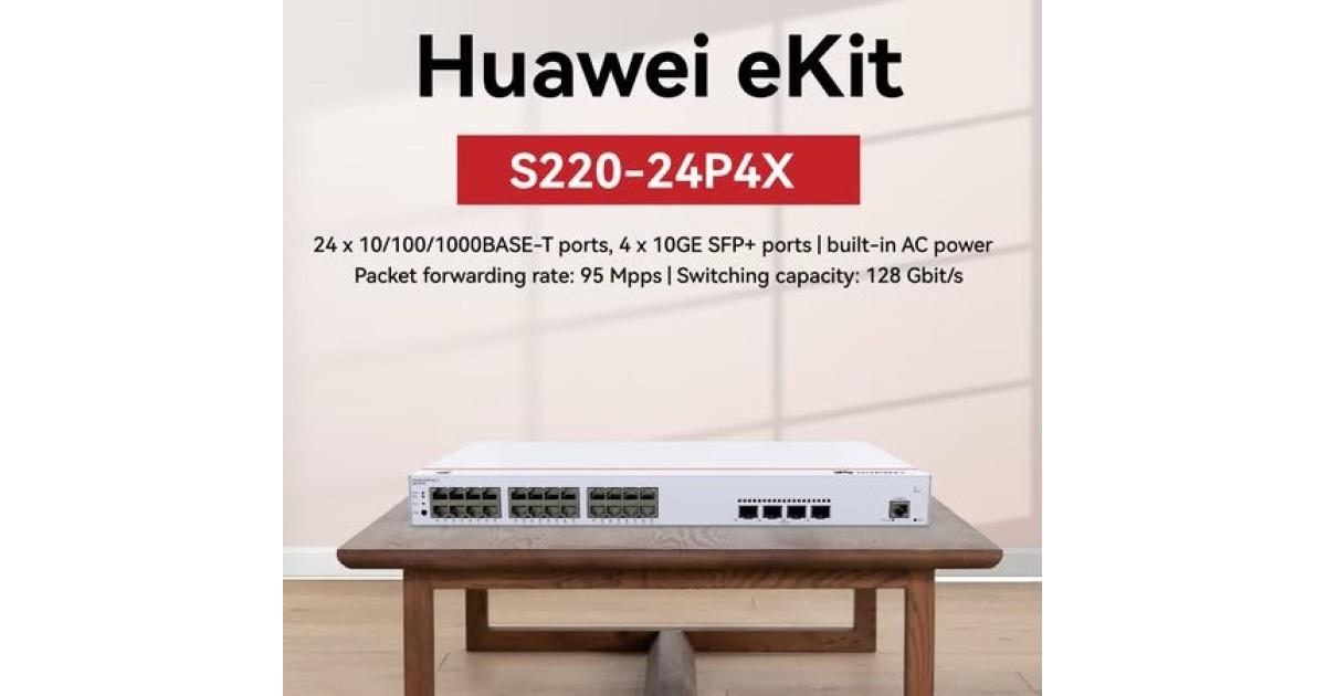 Huawei EKit S220-24P4X Smart Switch 24 Port Gigabit ( 24 POE – 400 Watt ) + 4 10GE SFP+ Ports