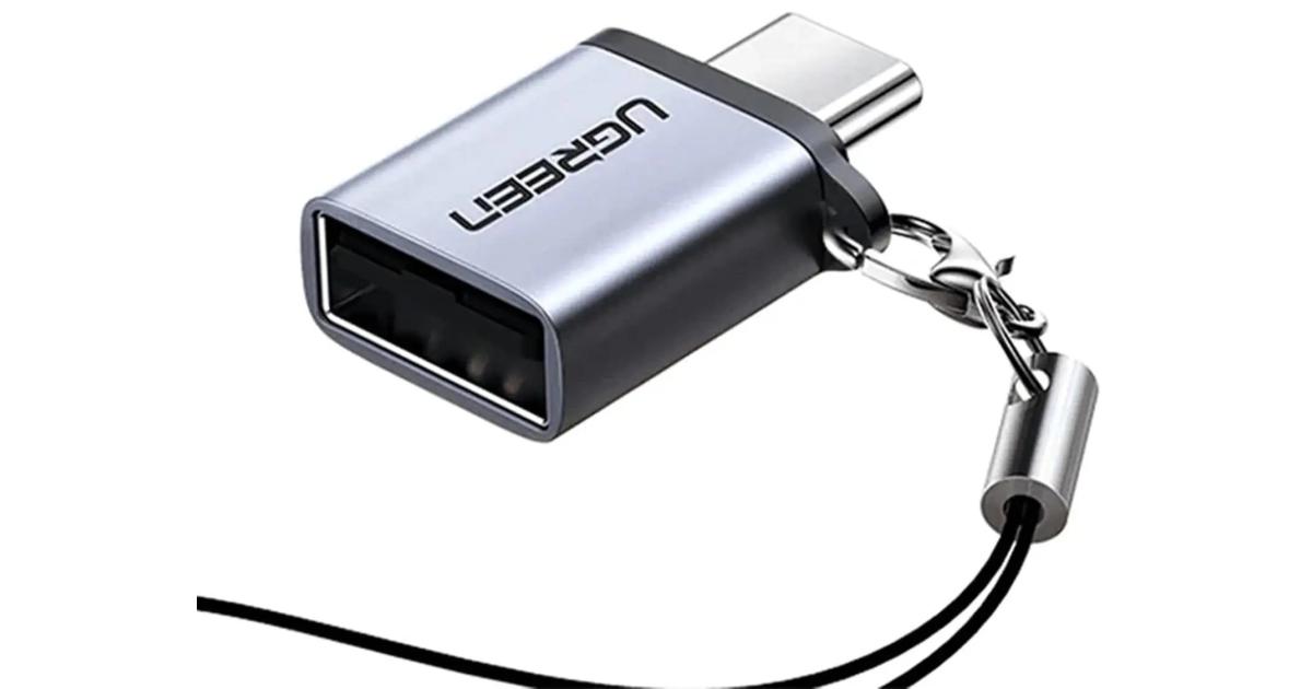 لابتوب آبل MacBook UGREEN Type C Male to USB 3.0 A Female Adapter Cable Lanyard 5Gbps High Speed Data Transfer PC Laptop - Space Gray