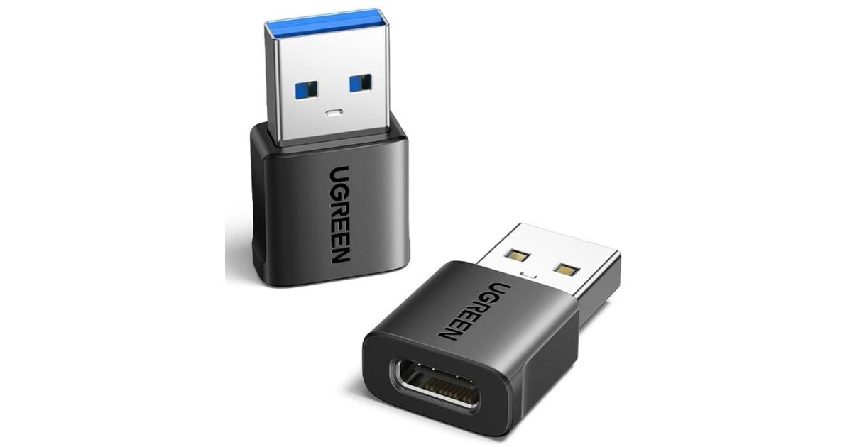 UGREEN USB to USB C Adapter, USB C Female to USB Male Adapter 10Gbps Type C Converter for iPhone 17 16 15 14 13 Plus Pro Max,iPad Air Mini 6 7, Samsung Galaxy S23 S24, iPad Air, Black