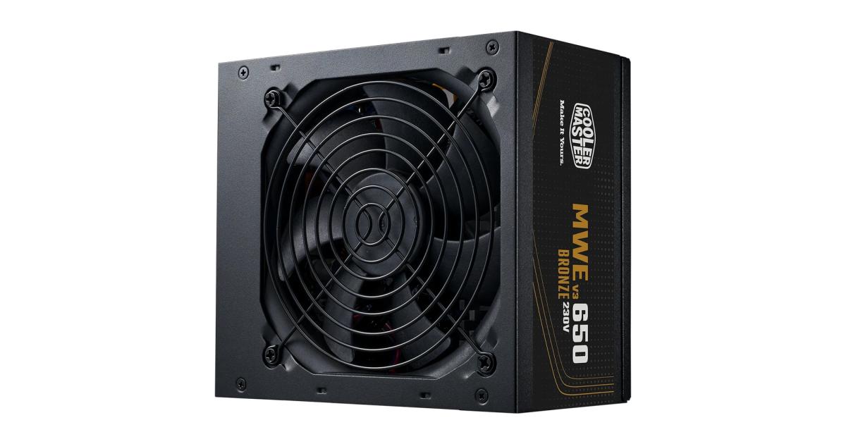 مزود طاقة (PSU) Cooler Master MWE 650W 80+ Bronze ATX 3.1 Non-Modular Quiet HDB Fan , Embossed Cable , Black