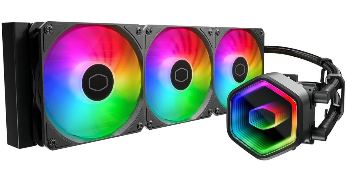 معالج Cooler Master 360 Core II Liquid AIO Cooler – 360mm Radiator, 3X ARGB PWM Fans, Infinity Mirror Dual-Chamber Pump, Quiet Cooling & Easy Installation, AMD AM5/AM4 & Intel LGA 1851/1700, Black