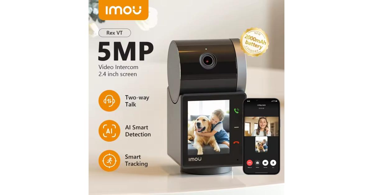 IMOU Rex VT 5MP Indoor Smart Video Intercom Camera with 3K UHD, AI Detection & 360° Pan-Tilt, Two-Way Video Intercom, AI-Powered Detection, Privacy Mode