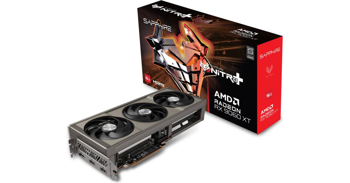 كرت شاشة SAPPHIRE NITRO+ AMD Radeon RX 9060 XT , 16GB GDDR6 128-Bit Memory, 3320 MHz Boost Clock, 2048 Stream Processors, 20 Gbps Memory Clock, PCI-Express 5.0 x16