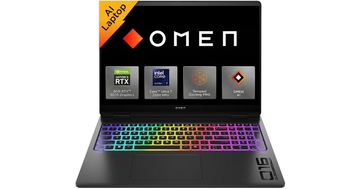 HP OMEN 16 (2025) 16-am0031ne NEW Intel Core Ultra 7 Gen II 255H 16-Cores w/ NVIDIA RTX™ 5070 8GB DDR7 & IPS 165Hz Display , Shadow Black