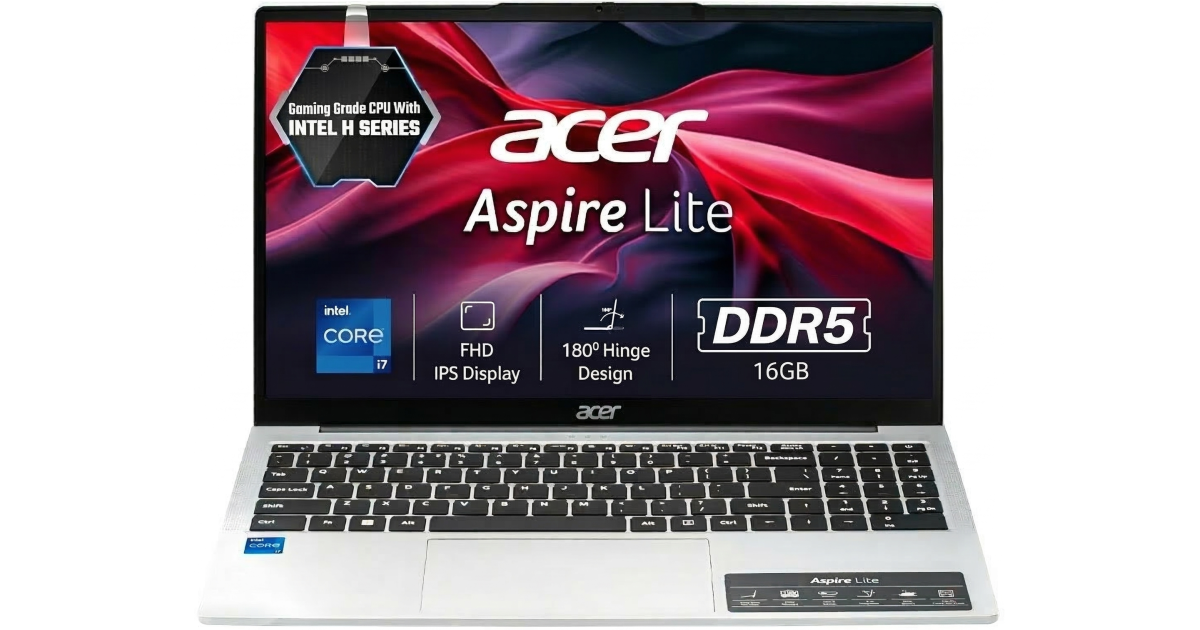 معالج Acer Aspire Lite AL15-72P (2025) 13th Gen Intel Core i7 13620H 10-Cores High-Performance w/ DDR5 Memory & IPS Full HD Display - Silver