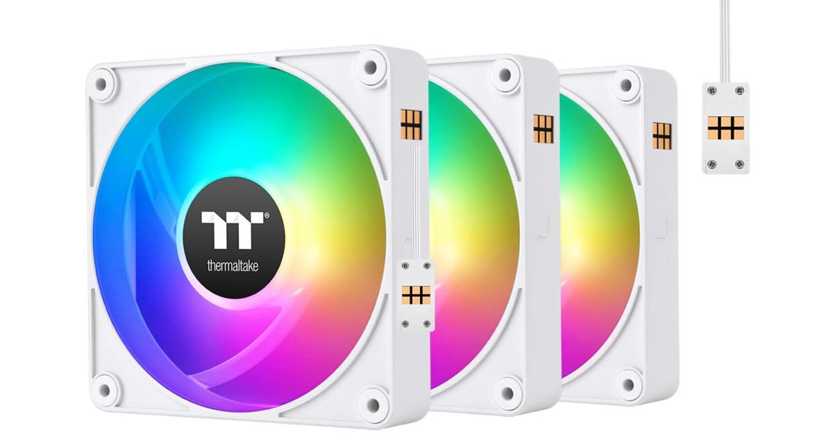 لوحة أم (Motherboard) Thermaltake CT140 EX ARGB Sync PC Cooling Fan White (3-Fan Pack), Magnetic Connection, 5V Sync, 16.8 Million Colors 9 Addressable LEDs, 140 mm Case/Radiator Fan
