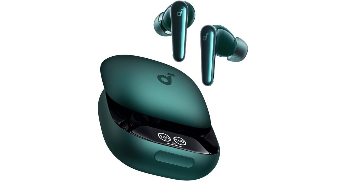 Anker Soundcore Liberty 4 Pro, Noise Cancelling Wireless Earbuds, 7-Sensor and Real-Time Adaptive Noise Cancelling, 2× Faster Charging, Studio-Level Hi-Fi Music, Clear Calls with 6 Mics and AI - Green
