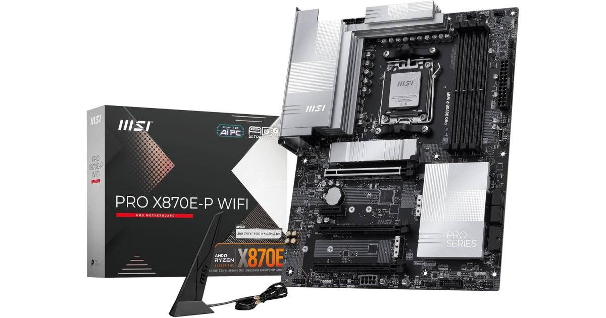 لوحة أم (Motherboard) MSI PRO X870E-P WiFi 7 , ATX - Supports AMD Ryzen 9000/8000 / 7000 Processors, AM5-60A SPS VRM, DDR5 Memory Boost (8200+ MT/s OC), PCIe 5.0 x16 & 4.0 x16, M.2 Gen5, Wi-Fi 7, 5G LAN