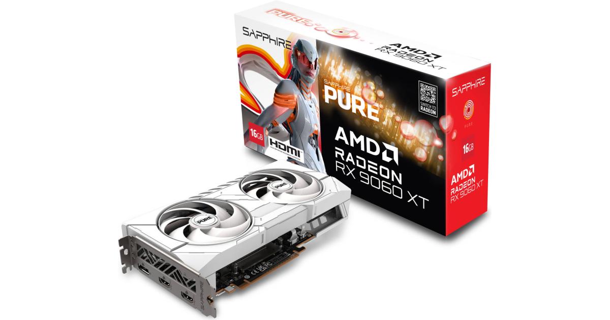 SAPPHIRE PULSE AMD Radeon RX 9060 XT 16GB GDDR6 128-Bit Memory, 3290 MHz Boost Clock, 2048 Stream Processors, 20 Gbps Memory Clock, PCI-Express 5.0 x16