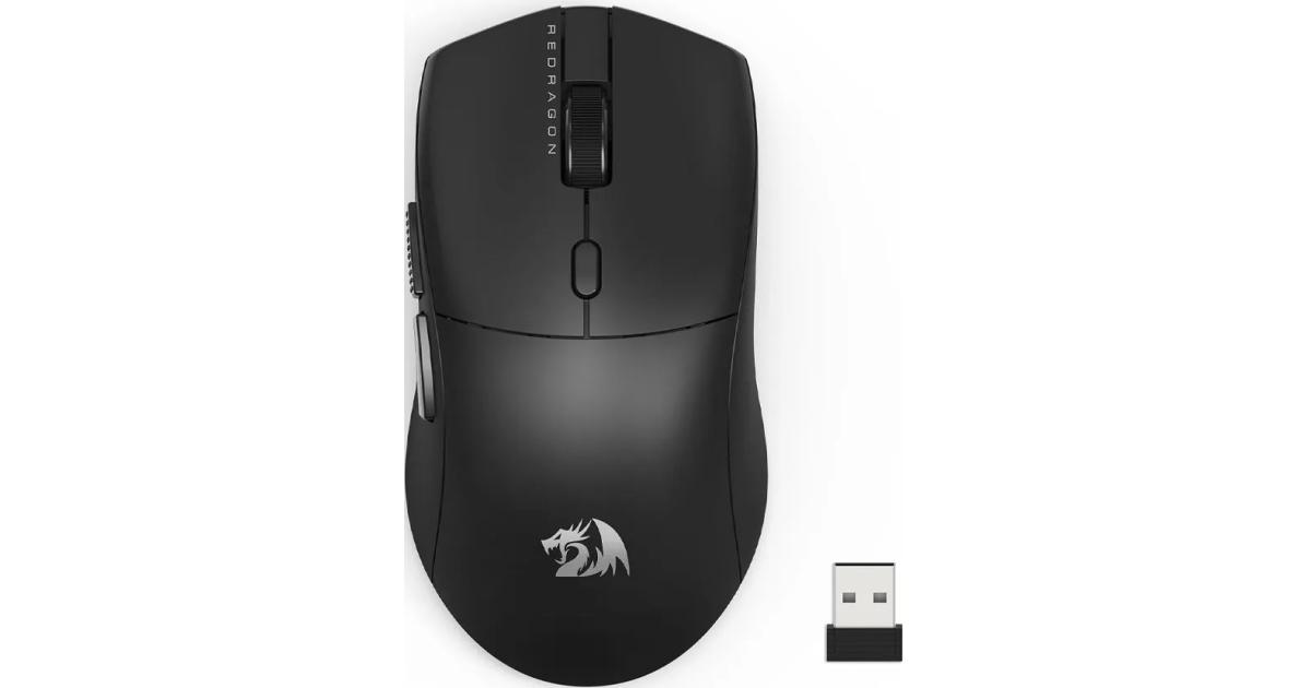 ماوس ألعاب لاسلكي Redragon M815 NEVA Pro Lightweight Tri-Mode connectivity, BT/2.4G Wireless/Wired Optical Mice, 26000 DPI, 6 Programmable Buttons for PC/Mac, Black