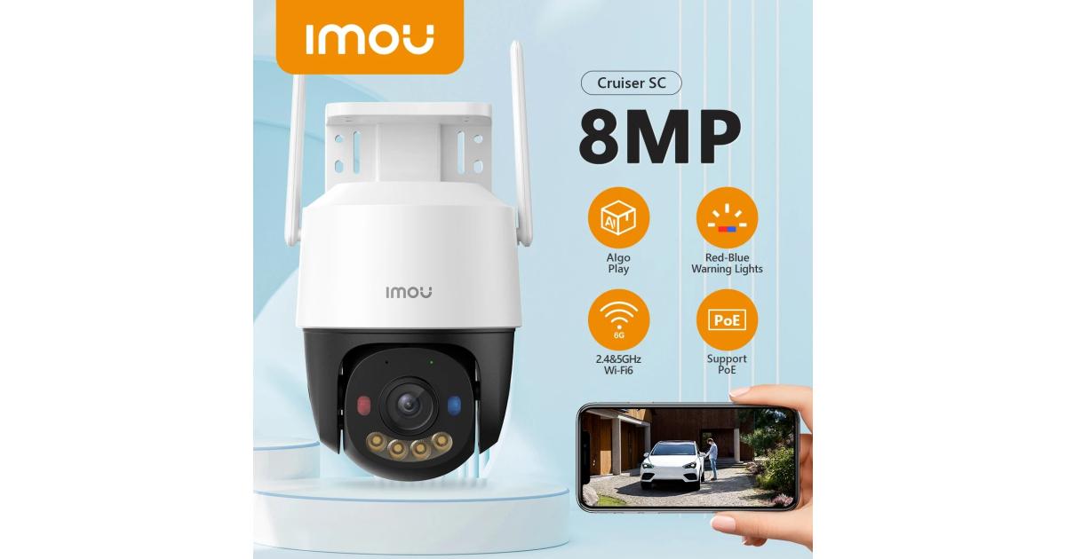 IMOU Cruiser SC 8MP 4K WiFi Camera Red-Blue Warning Lights Outdoor POE Security Camera Colorful Night Vision AI Human Detection