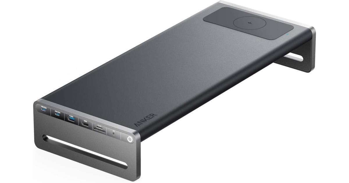 شاشة Anker 675 (12-in-1, Stand) Docking Station with 10Gbps USB-C Ports, 4K@60Hz HDMI Display, Wireless Charging Pad