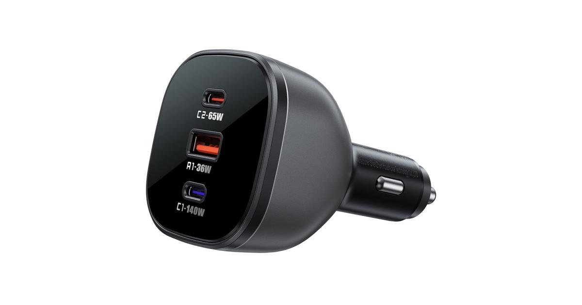 شاحن سيارة ACEFAST B14 165W USB + Dual Type-C Phone Fast Charging Adapter - Black