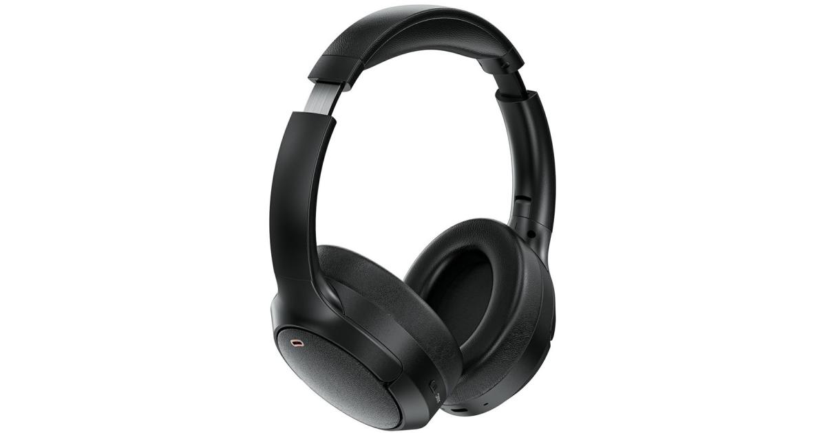 ACEFAST H6 Bluetooth-compatible Headset Active Noise Cancelling ANC Wireless Headphone up to 55 hours, IPX4 Water Resistant - Black