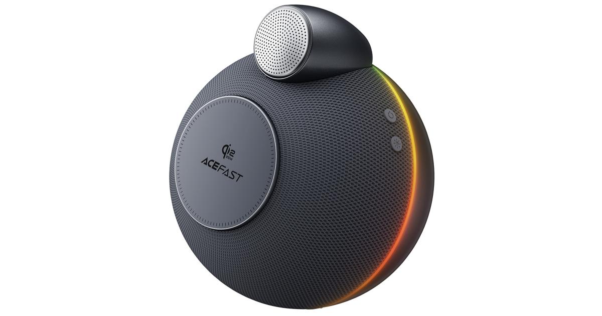 ACEFAST K10 Speaker with Two wireless charging 25W & 3W, 25W Speaker Peak Power, BT v5.4, TWS Connection, up to 10 hours - Black