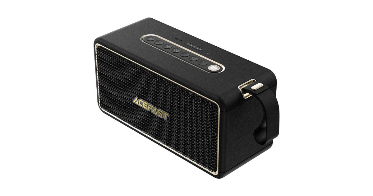 ACEFAST K3 Ultra-Portable Bluetooth-Compatible Speaker IPX6 Waterproof RGB Light Loudspeaker up to 20 hours USB disk, TF card, and AUX - Black