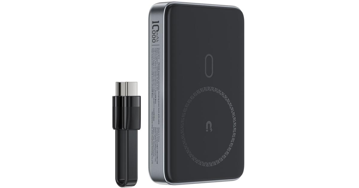 ACEFAST M10 PD 30W 10000mAh Power Bank 15W Magnetic Wireless Charging Battery - Black