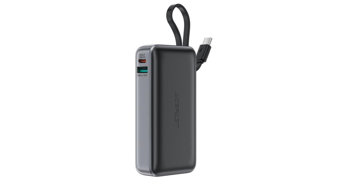 ACEFAST M7 PD 30W Fast Charging 10000mAh Power Bank Battery with USB-C Cable - Black
