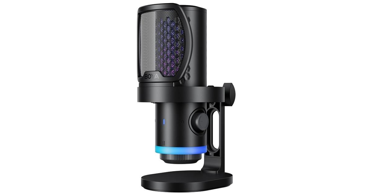 BOYA CastMic G40 Vibrant RGB Noise-Cancelling USB Microphone, 192 kHz/24-bit high-resolution audio - Black