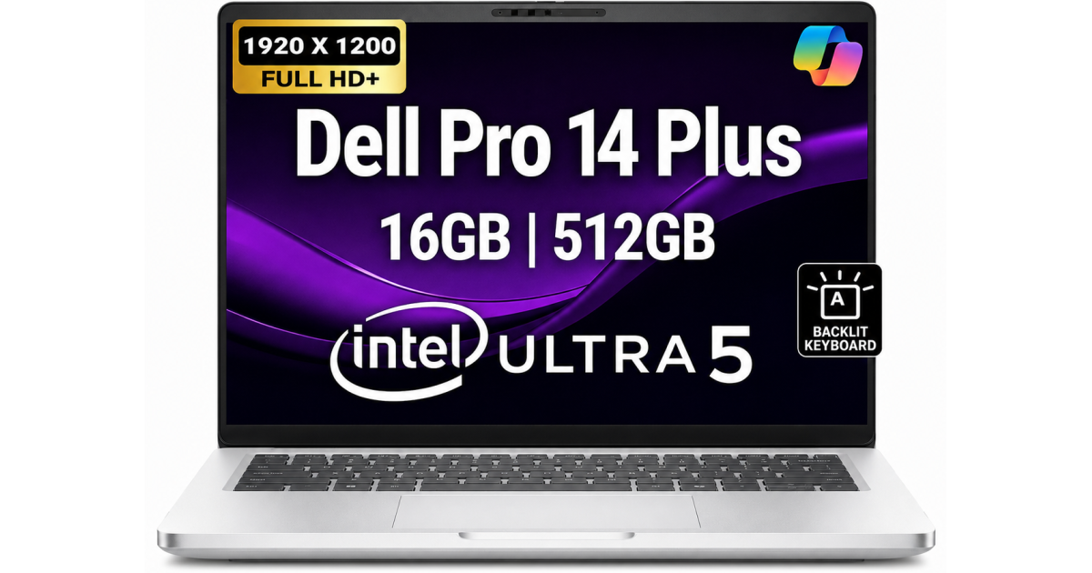 Dell Pro 14 Plus PB14250 (2026) AI Capable PC NEW Intel® Ultra 5 Gen II 236U vPro 8-Cores Elegant & Durable Aluminum Design w/ 3 Years Wrranty , Platinum Silver