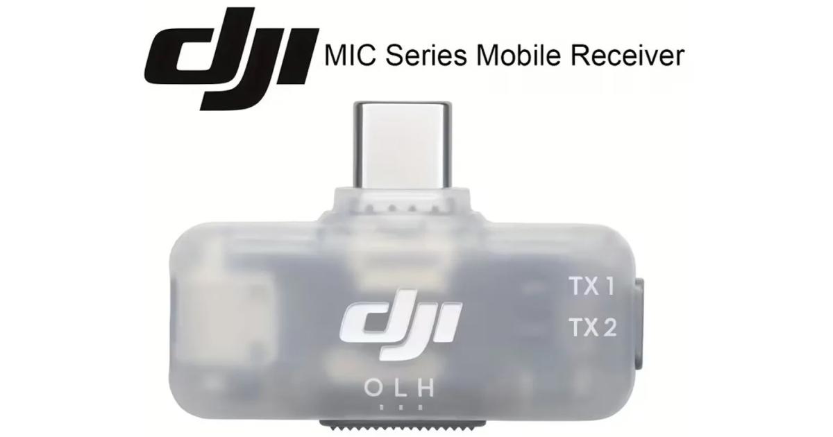 DJI Mic Series Mobile Receiver 2.4 GHz Wireless, Bluetooth 5.3 USB-C Noise Cancellation Mode For DJI Mic Mini, Mic 2 & Mic 3 Systems