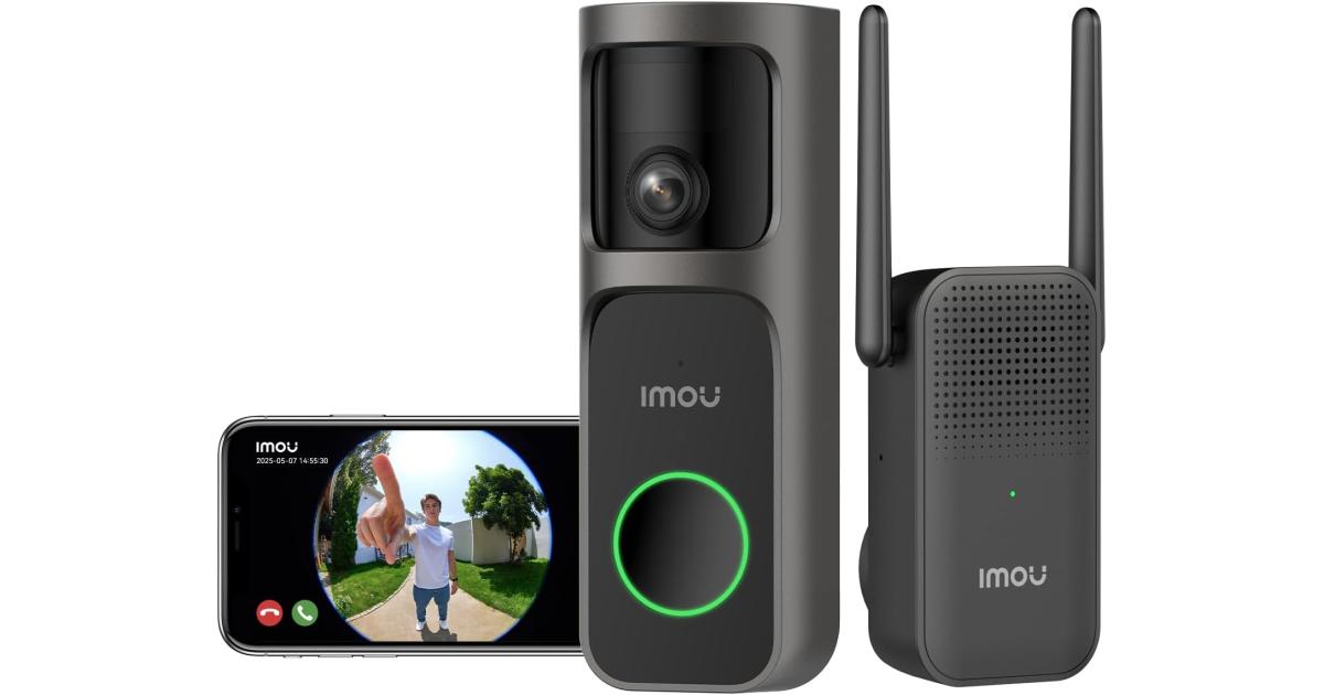 Imou DS3 4MP Panoramic Doorbell DB3 KIT, Video Doorbell 2K+ WiFi with Chime, 4MP Night Vision 5m, AI Package Detection App Alert, Head-to-Toe Panoramic View, Two-way Audio