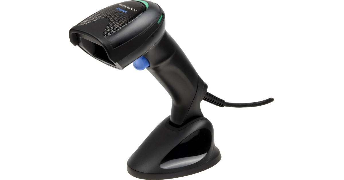 Datalogic Gryphon GD4520 Handheld Barcode Scanner, with Stand, 1D & 2D & OCR Scanner Capabilities, 650 nm Wavelength, 1280 x 800 pixels Sensor Resolution, Wired Connectivity, Black