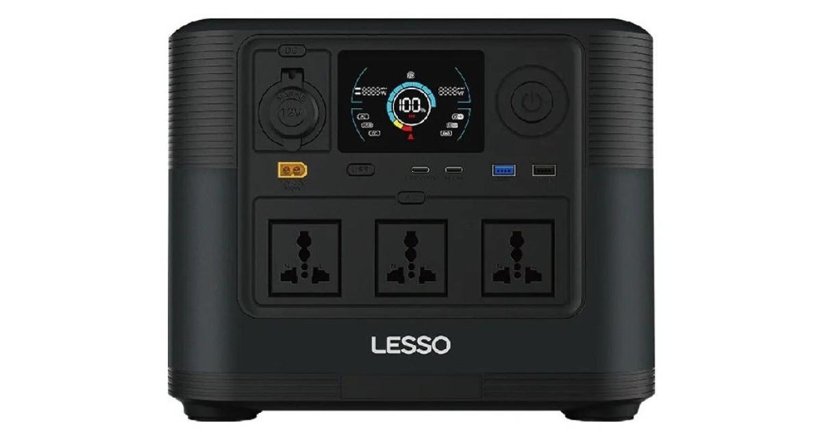 LESSO P10 Portable Energy Storage 1200W High-Power 1008Wh Battery with USB-A, Type-C, AC/DC & Car Port Outputs, Long 2000+ Cycle Life, Compact & Lightweight (10.5kg) Power Station - Black