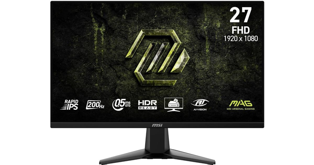 MSI MAG 275F E20 27" Rapid IPS Full HD 0.5ms 200Hz AI Vision AMD FreeSync™ w/ 2x HDMI & Displayport Interface - Black