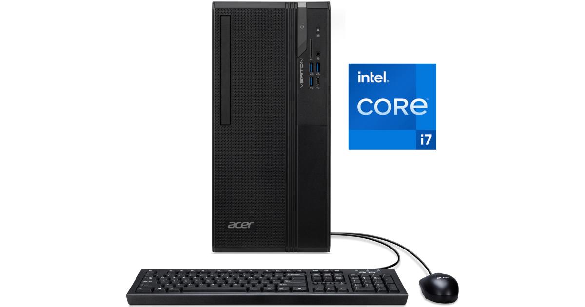 Acer Veriton VS2722G (2025) 14Gen Intel Core i7 14700 20-Cores Mini Tower Business Class Desktop w/ Wireless & Bluetooth & 3 Years Warranty - Black