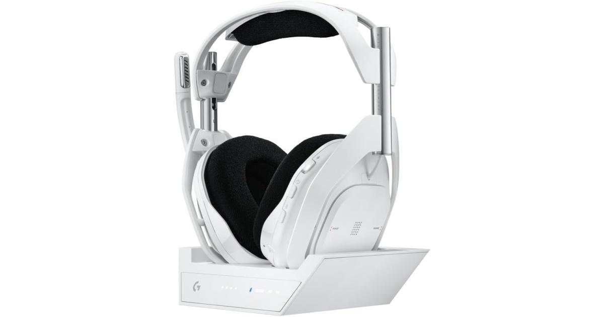 سماعة ألعاب (رأس) Logitech G Astro A50 X Omni-Platform Wireless + Base Station for PS5, Xbox, PC: PLAYSYNC Video & Audio Switcher, HDMI 2.1 4K 120Hz VRR, <24 bit/48 kHz, 24hr Battery, 2.4GHz & BT - White