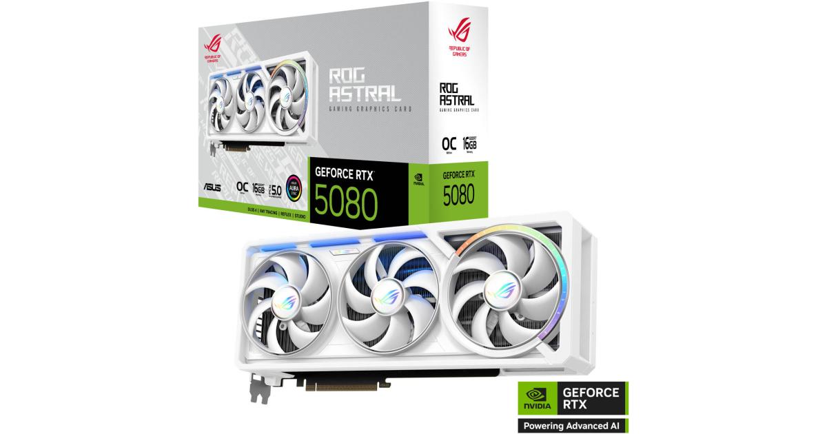 كرت شاشة ASUS ROG Astral GeForce RTX™ 5080 WHITE OC Edition 16GB GDDR7