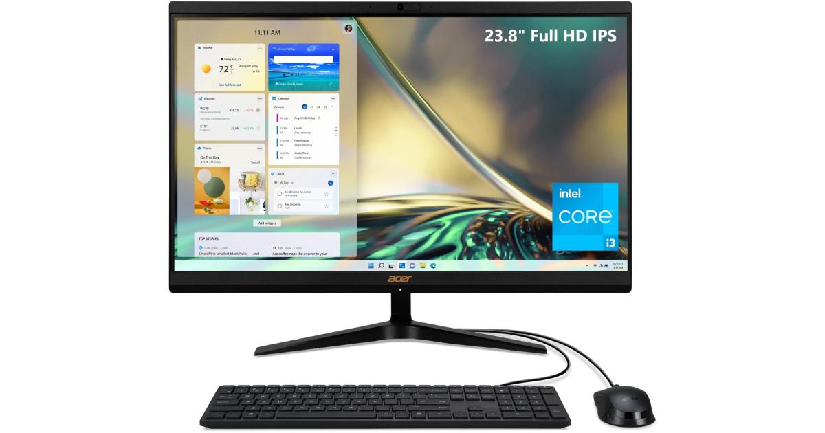 Acer Aspire All-in-One C24-1700 NEW 12Gen Intel Core i3 6-Cores w/ 24" NONE Touch Screen (Customized) - Black
