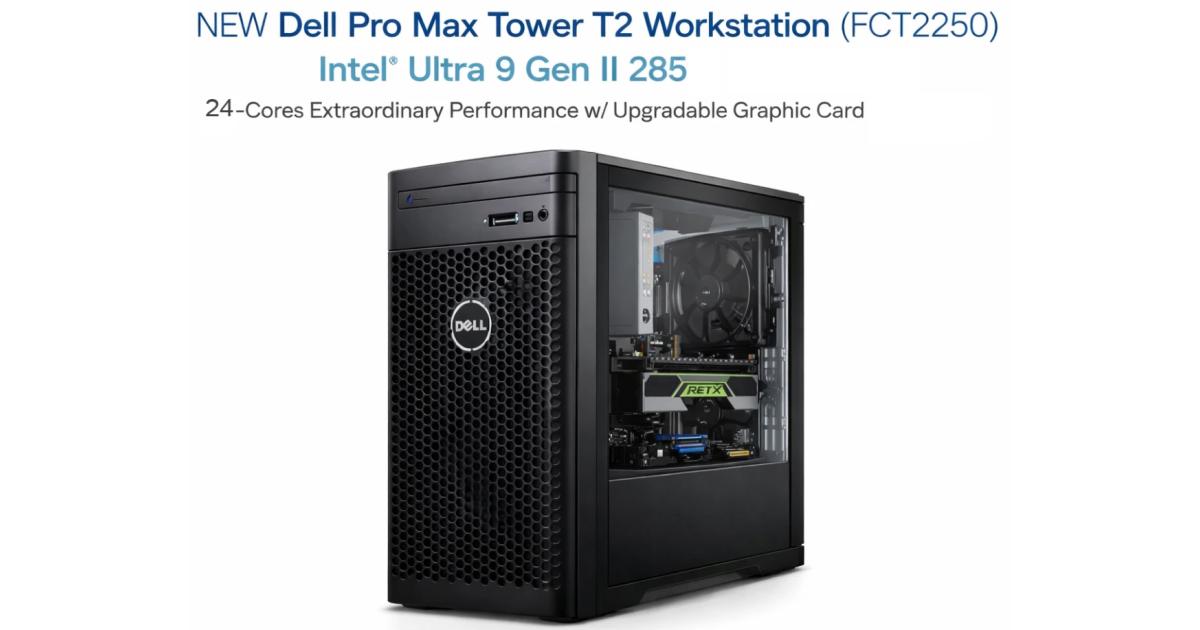 Dell Pro Max Tower T2 Workstation FCT2250 (2025) NEW Intel® Ultra 9 Gen II 285 vPro 24-Cores Extraordinary Performance w/ Upgradable Graphic Card & 3 Years Warranty - Black