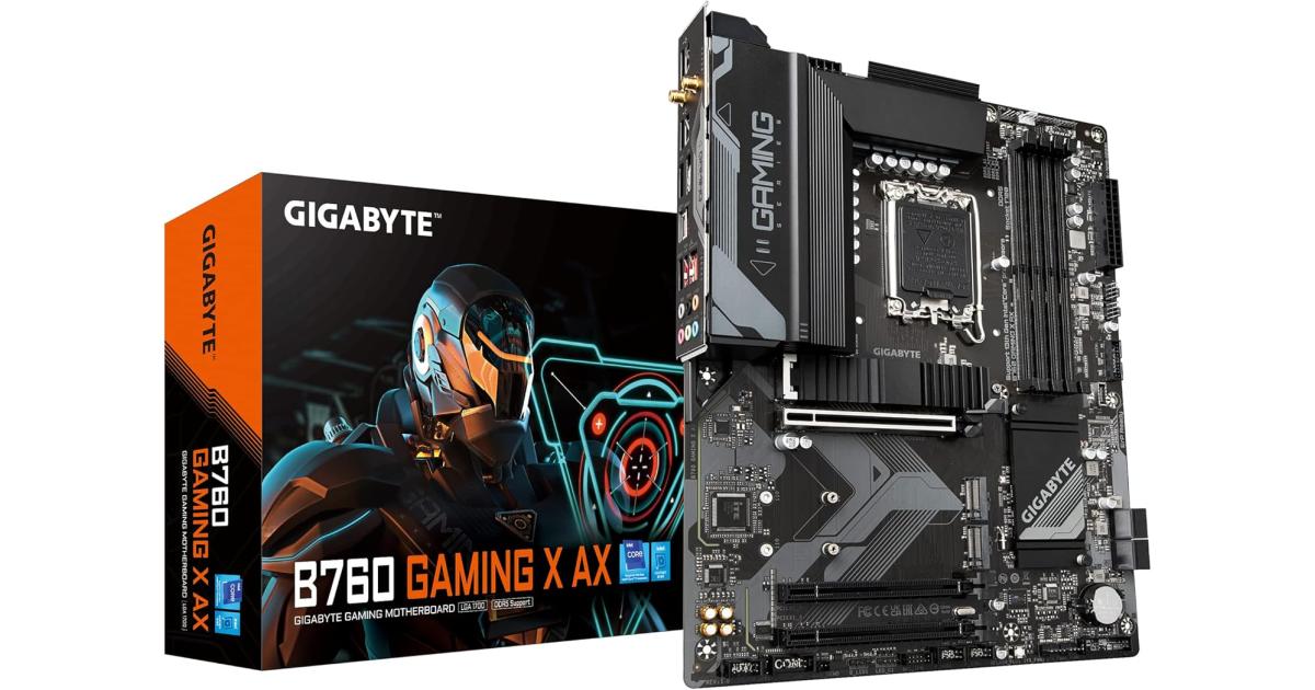 لوحة أم (Motherboard) Gigabyte B760 Gaming X AX Rev1.0 LGA 1700 ATX , Intel B760 Chipset, 4 x DDR5 DIMM, Up to 192 GB Support, 2.5GbE LAN, 802.11ax Wireless, PCIe 4.0x16, HDMI / Displayport