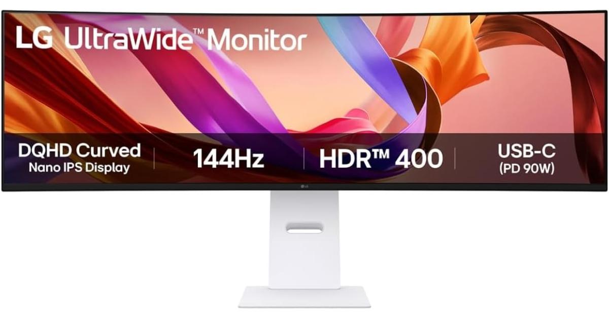 LG 49U950A-W 49" Nano IPS UltraWide Curved 3800R Dual QHD 144Hz 1ms HDR 400 HDMI FreeSync Premium & NVIDIA G-Sync w/ Speakers & USB-C (Power Delivery) , White