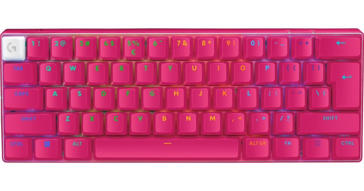 Logitech G PRO X 60 LIGHTSPEED Wireless Ultra Compact TKL 60% Mechanical LIGHTSYNC RGB Dual-Shot PBT Keycaps GX Optical Tactile Switches - Magenta