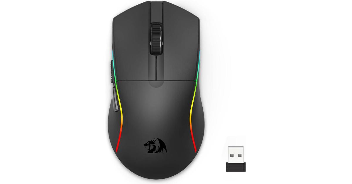ماوس ألعاب لاسلكي Redragon Deicide M816 Pro , 26,000 DPI, Tri-Mode, 61g Ultra-Light Mouse Gaming, 6 Full Programmable Buttons, Software Support, 200Hrs Battery Life, Black