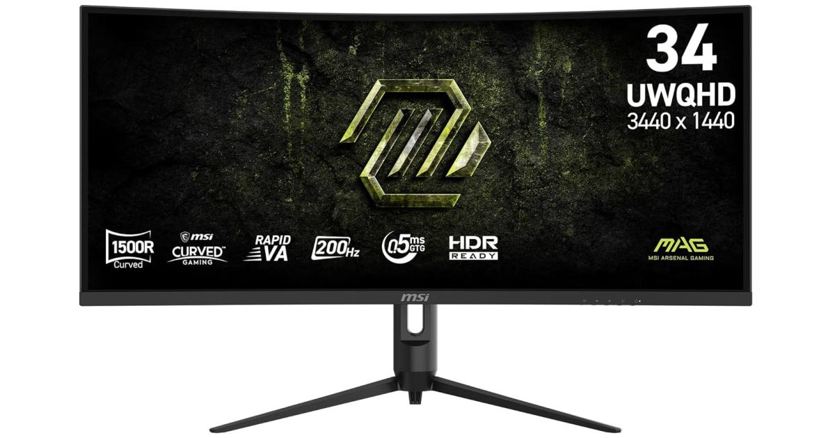MSI MAG 342CQRF E20 34" UWQHD 4K Curved 1500R 200Hz ,0.5ms , sRGB 110% 1.07B Color HDR Ready AI Vision Less Blue Light Adaptive-Sync - Black