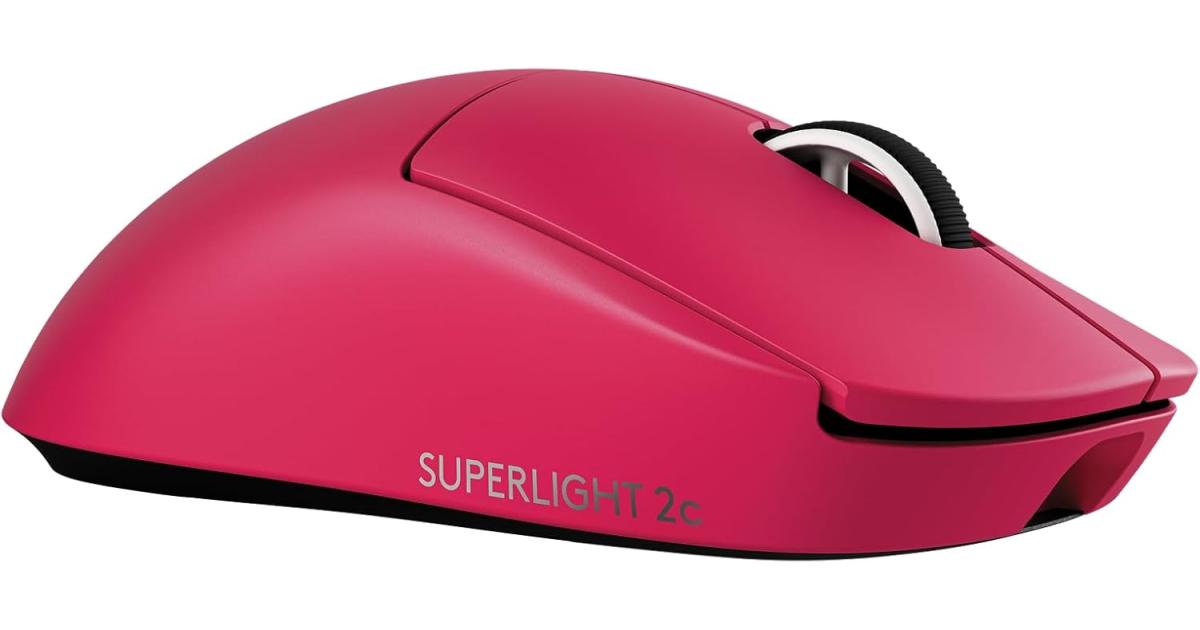 ماوس ألعاب لاسلكي Logitech G PRO X Superlight 2c , 51 g pro-Grade Compact Mouse with 5 programmable Buttons, USB-C Charging, 44K DPI Sensor, up to 8 kHz Polling for PC/Mac - Magenta