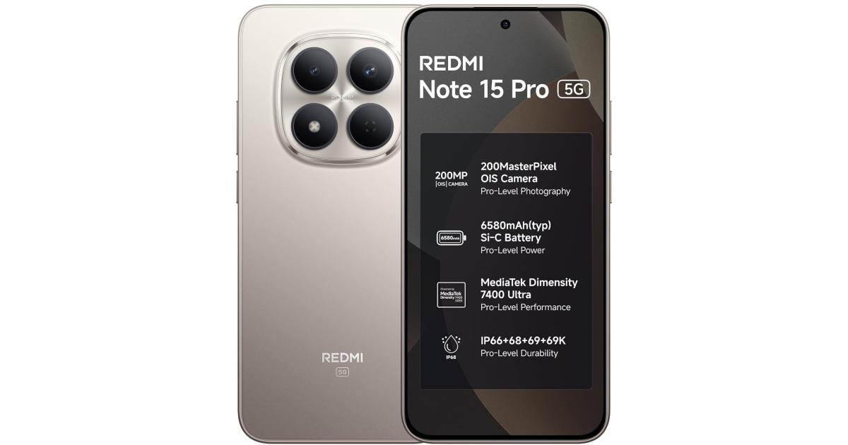 رام Xiaomi Redmi Note 15 Pro – 120Hz AMOLED Display, 200MP OIS Camera, 12GB , 512GB Storage, 6500mAh Battery , Titanium