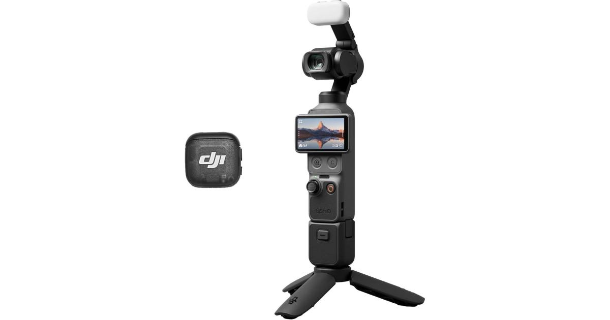 DJI Osmo Pocket 4 Creator Combo Action Camera, 1" CMOS Sensor, 4K 240fps Video, 3 Axis Stabilized, 107GB Storage, ActiveTrack, 7 Smart Tracking, 10Bit D Log Color, Black