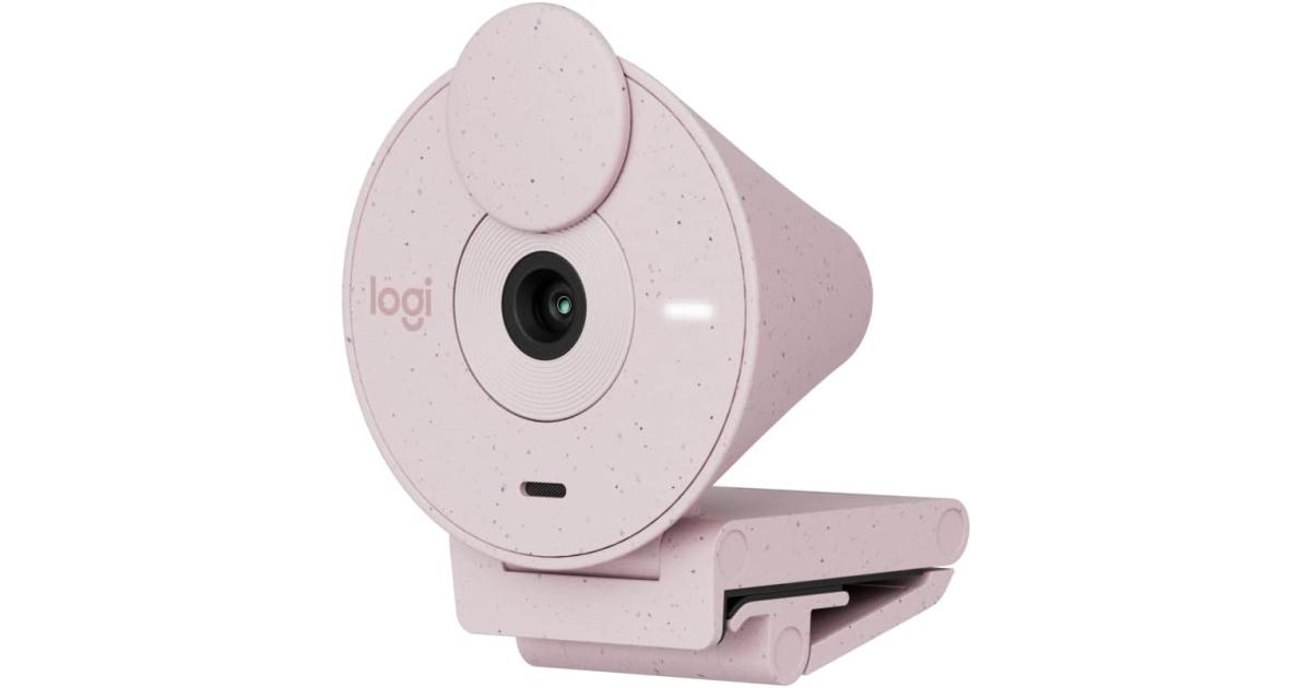 كاميرات ويب Logitech Brio 300 Full HD 1080p For Meetings & Works Auto-Light Balance w/ Noise Reduction Mic & Certified For Zoom USB-C - Pink