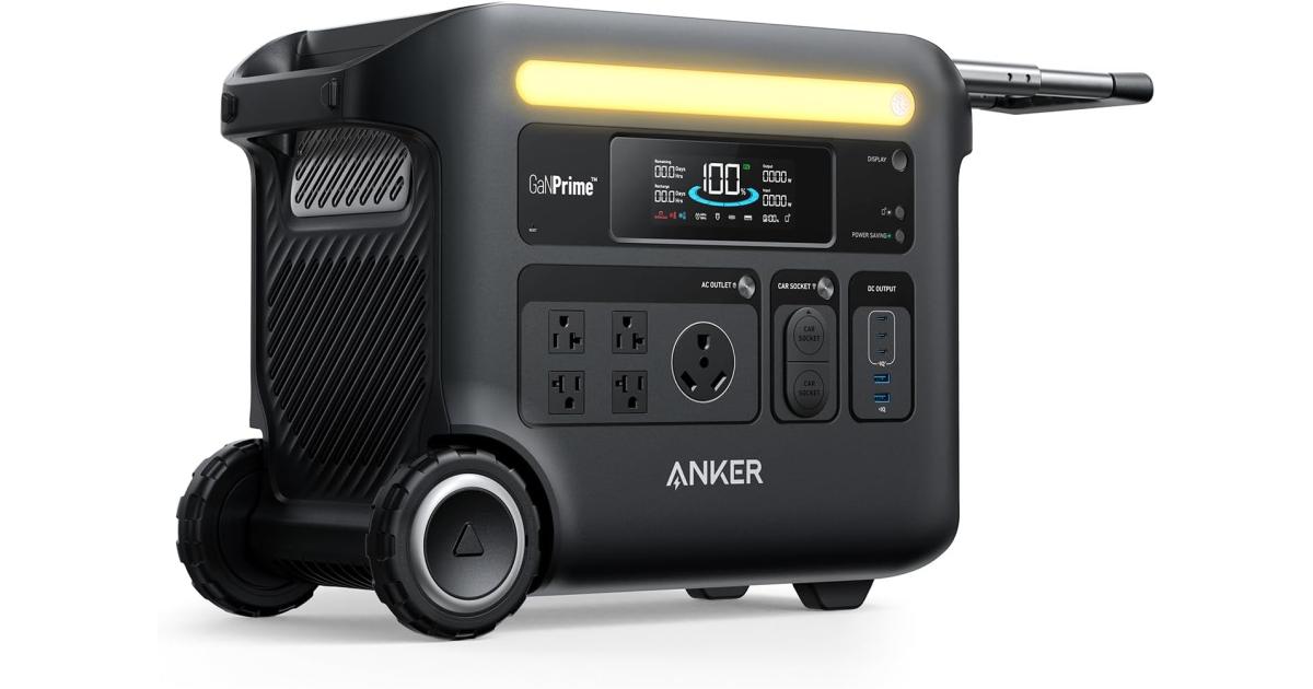 Anker SOLIX F2600 Portable Power Station, 2400W (Peak 3600W) Solar Generator, GaNPrime Battery Generators for Home Use, LiFePO4 Power Station for Outdoor Camping
