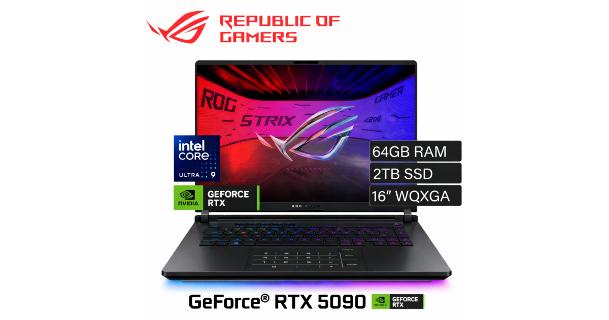 ASUS ROG Strix SCAR 16 (2025) G635LX Intel Core Ultra 9 Gen II 275HX 24-Cores w/ NVIDIA RTX™ 5090 24GB DDR7 & ROG Nebula IPS 2.5K 240Hz Display , Off Black