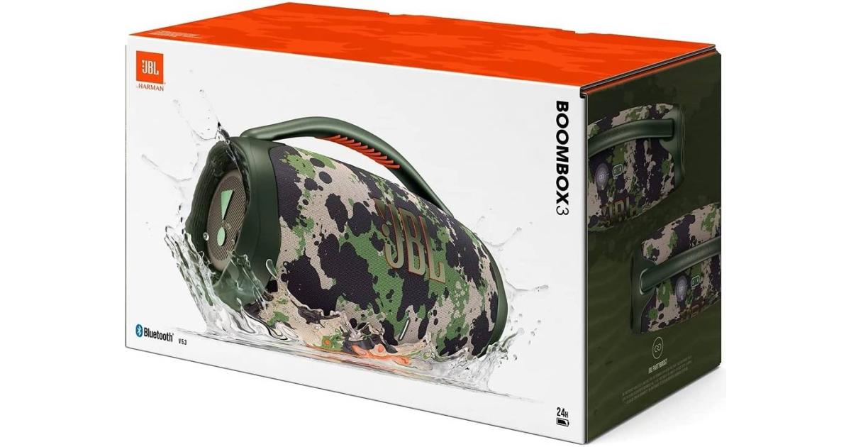 JBL Boombox 3 Portable Bluetooth Speaker with Massive Sound, Deepest Bass, IPX7 Waterproof, 24H Playtime, PartyBoost - Squad