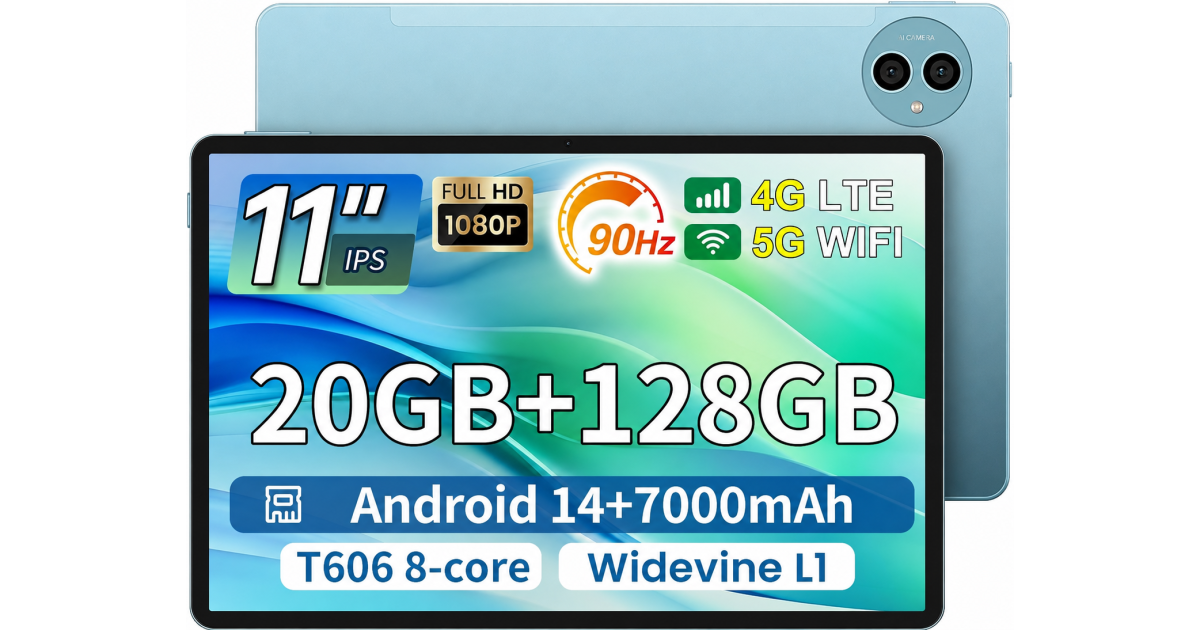 TECLAST P50 (2025) 11" IPS 90hz Android 15 WIFI & LTE Tablet (128GB Storage / 8GB + 12GB Shared Memory) 7000mAh Battery , Blue