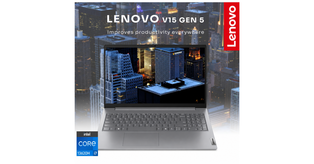 معالج Lenovo V15 G5 (2025) NEW 13th Gen Intel Core i7 13620H 10-Cores w/ High-Performance Business Class & DDR5 Memory - Luna Grey