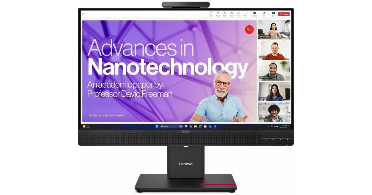 شاشة Lenovo ThinkVision T24-4v 24" IPS Full HD 120Hz Conferencing Adjustable Stand Built In 5MP Webcam & Speakers & Mic w/ HDMI , DP, VGA & USB Hub
